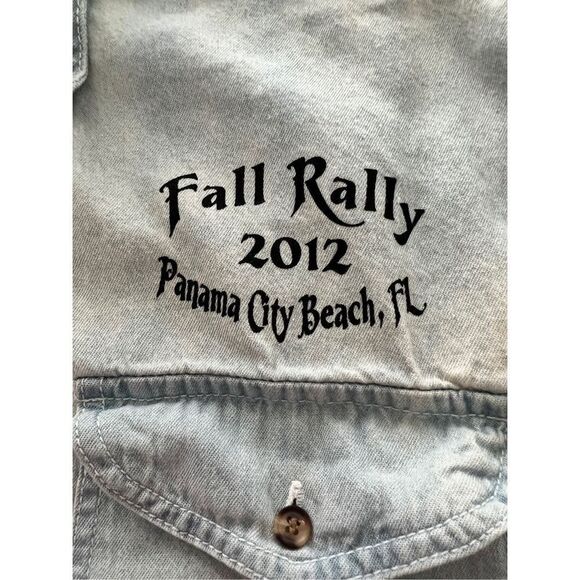 THE AMERICAN BW RALLY BIKE WEEK denim sleeveless shirt size M made in USA - Picture 9 of 13